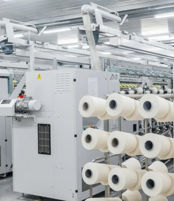 Textile spinning machines in a textile mill