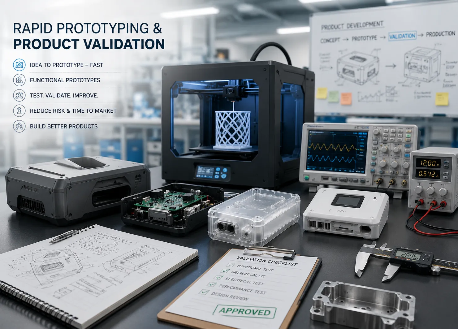 Rapid prototyping and product validation lab